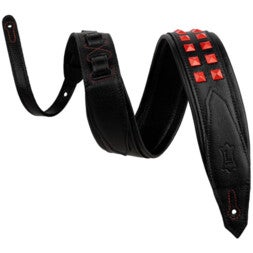 Levys Leathers M81GRPDX-BLK Rebel Series Leather Studs 6.5 cm Black leren gitaarband met studs