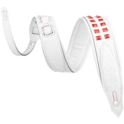 Levys Leathers M81GRPDX-WHT Rebel Series Leather Studs 6.5 cm White leren gitaarband met studs