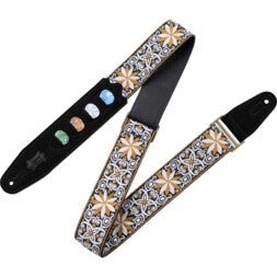 Levys Leathers M8HTVPH-13 Jacquard Pick Holder 5 cm Design 13 jacquard gitaarband met plectrumhouder