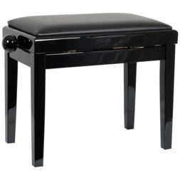 (Stock B) PB 40BK banquette piano noir brillant, cuir noir