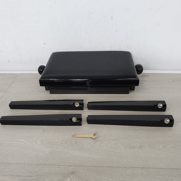 (Stock B) PB 40BK banquette piano noir brillant, cuir noir