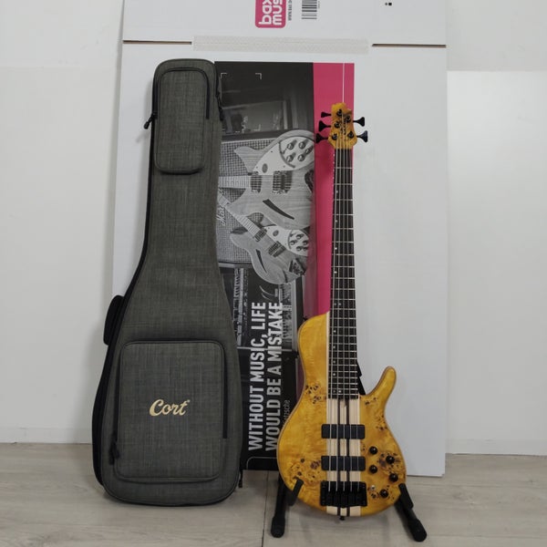 (B-Stock) Cort A5 Plus SC Amber Open Pore 5-snarige elektrische basgitaar