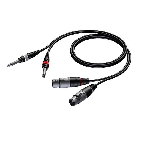 Procab CAB707 2x XLR female - 2x jack male 1.50 meter