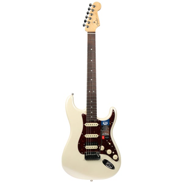Fender American Elite Strat HSS Shawbucker Olympic Pearl RW