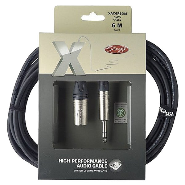 Stagg XAC6PSXM câble audio XLR mâle - jack mâle stéréo 6 mm (1,5m)