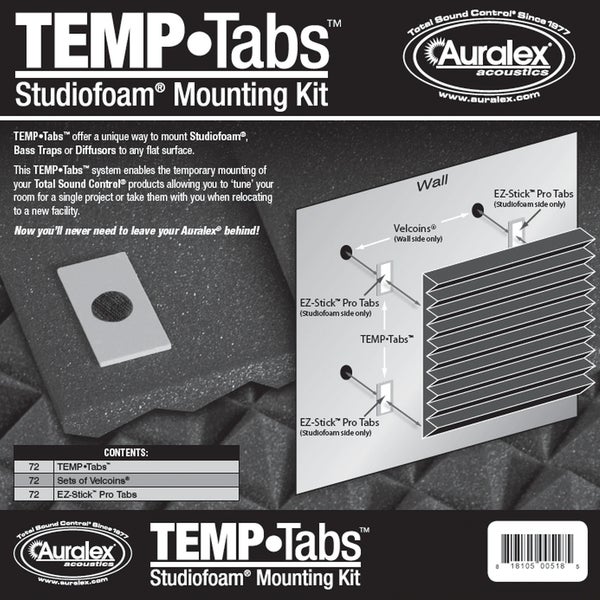 Auralex TEMP-Tabs kit de montaje de espuma de estudio