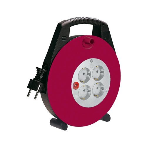 Brennenstuhl Vario Line enrollacables de 4 tomas schuko, rojo