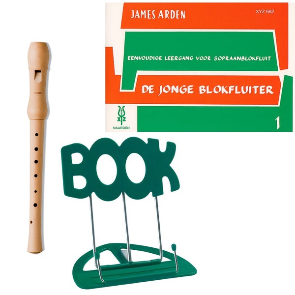 Hohner flûte à bec + méthode De Jonge Blokfluiter (néerlandais) et pupitre