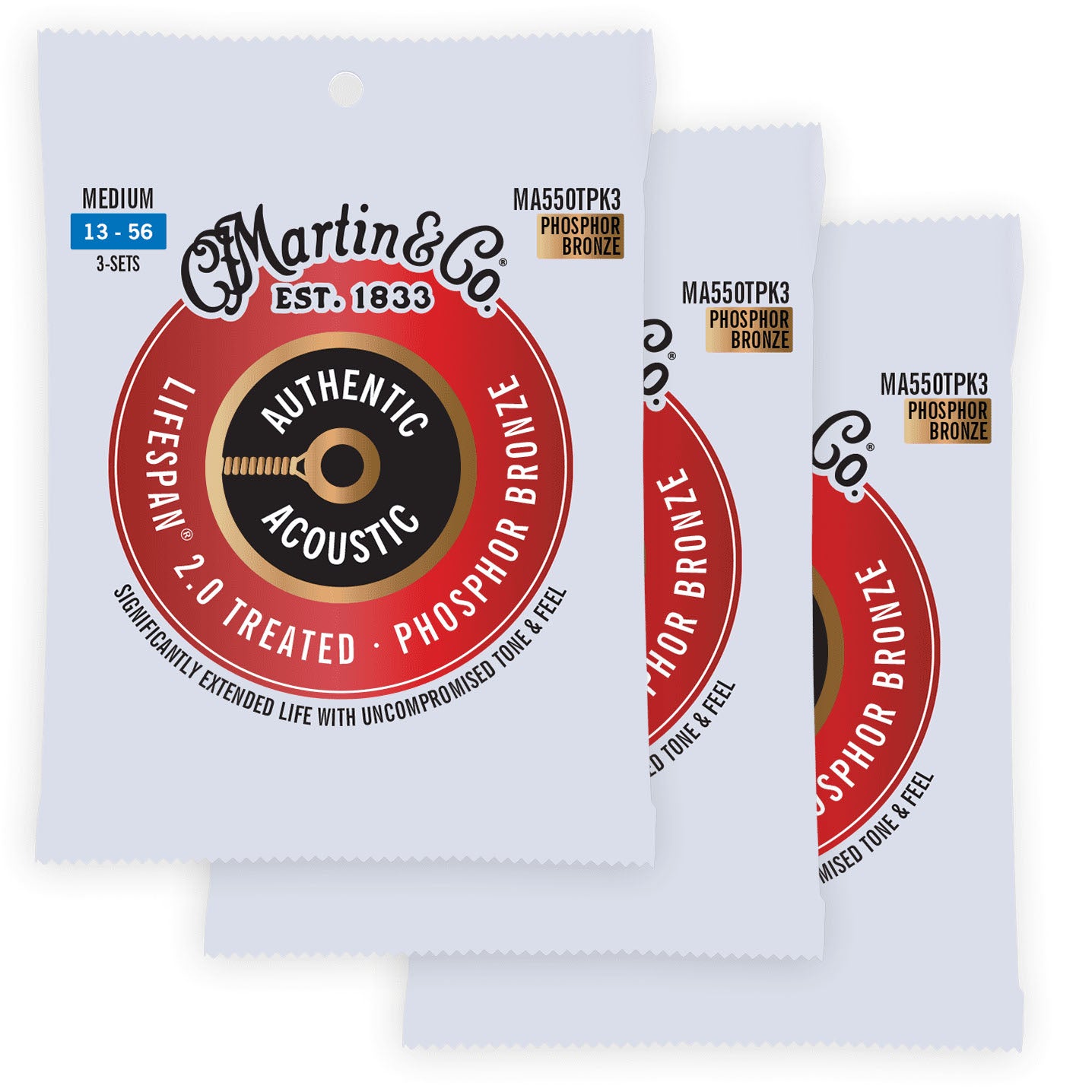 Martin String Type Chart Martin Strings MA550TPK3 Lifespan 2.0 Phosphor Bronze 3-Pack | Bax Music