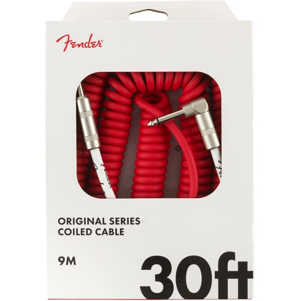 Fender Original câble d'instrument jack 6,35 mm, spiralé, 9 m, rouge
