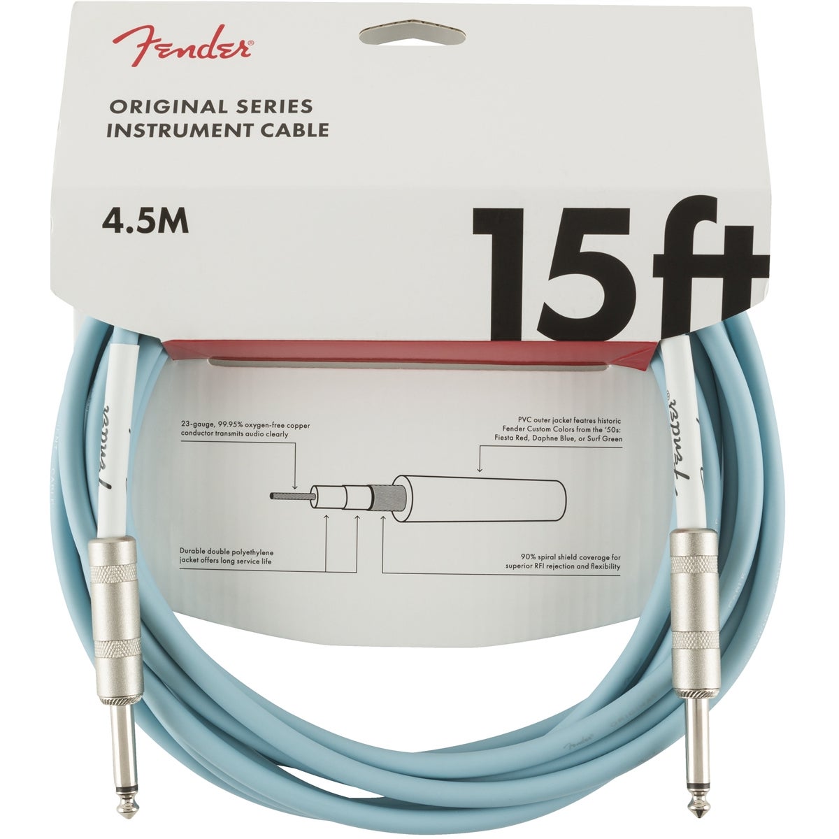 Fender Original Cables Jack Cable with Straight Plugs, 4.5m | Bax Music