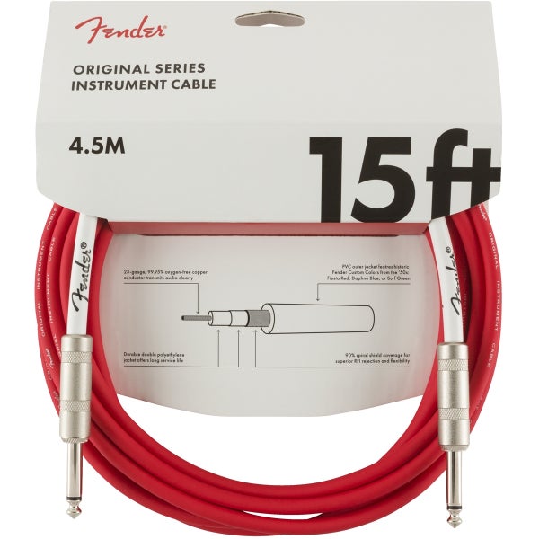 Fender Original Cables Straight Jack Instrument Cable, 4.5m (Fiesta Red)