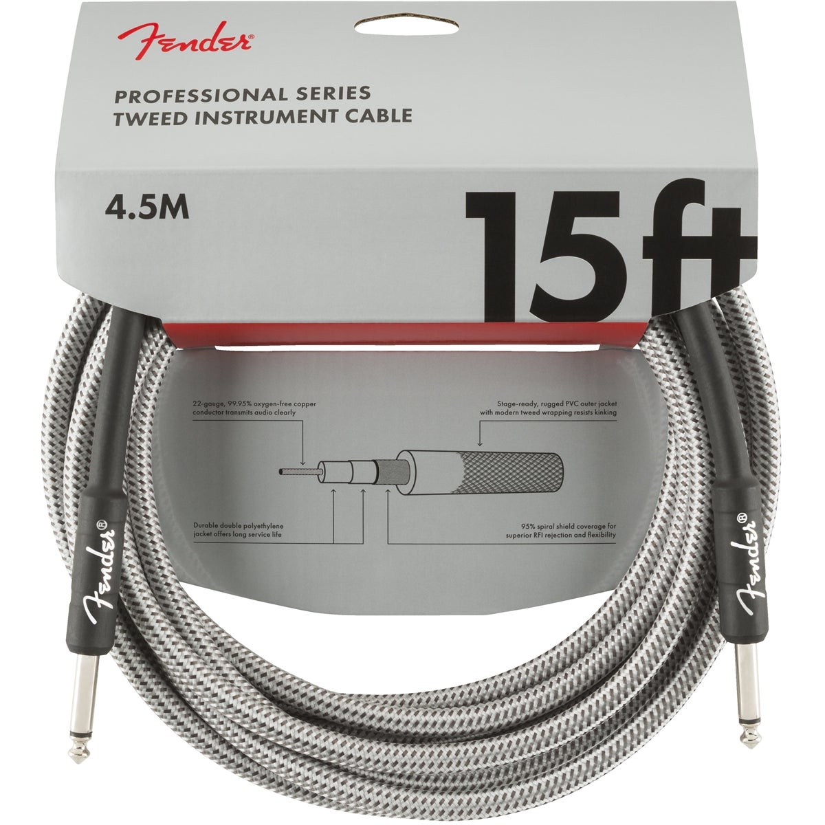 Fender Professional Tweed câble instrument 4,5 mètres blan | Bax Music