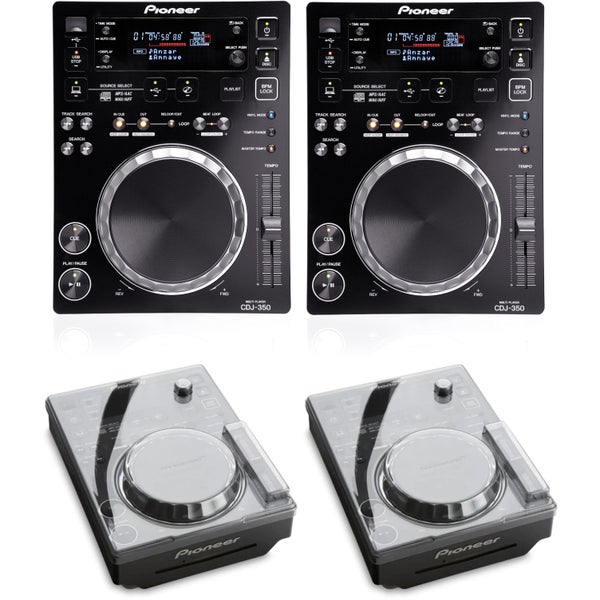 Pioneer DJ CDJ-350 tabletop CD/USB/MIDI-spelerset (2x) + Prodector