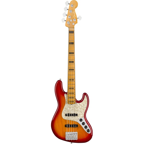 Fender American Ultra Jazz Bass V Plasma Red Burst MN with Case