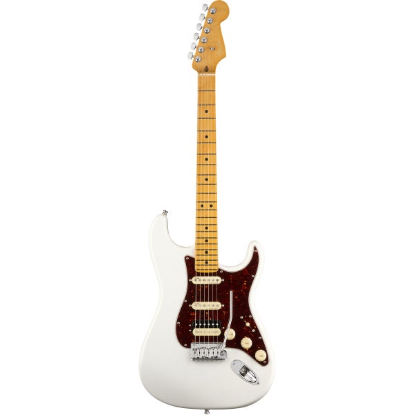 Fender American Ultra Stratocaster HSS Arctic Pearl MN Electric Guitar with Case