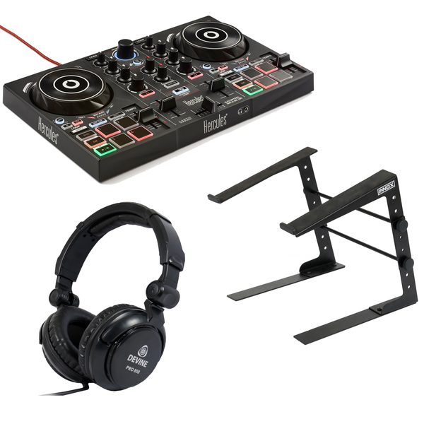 Hercules DJ Control Inpulse 200 + headphones + laptop stand