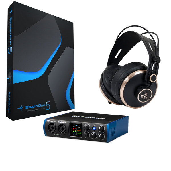 Presonus Studio One 4 Pro met audio interface en hoofdtelefoon