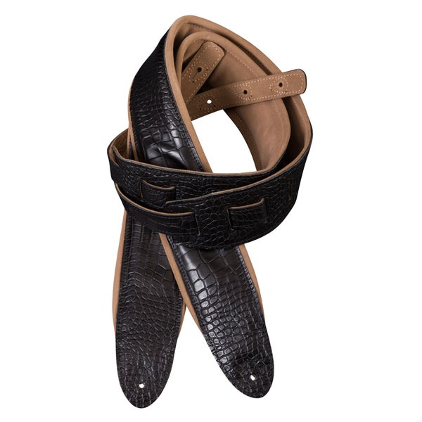 Maruszczyk pes40kbl-no leather guitar strap, kroko black