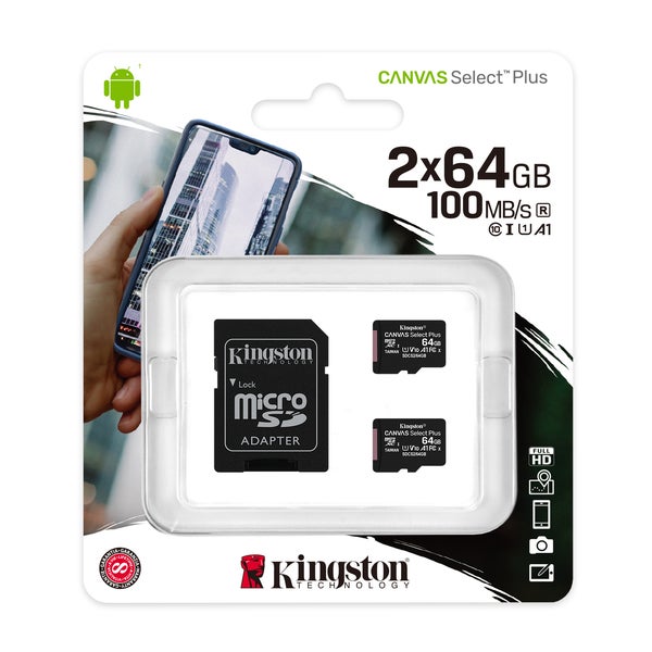 Kingston Canvas Select Plus 2x 64GB microSD Card + Adapter