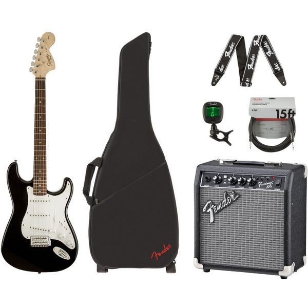 Squier Affinity Stratocaster Black avec ampli, housse et accessoires