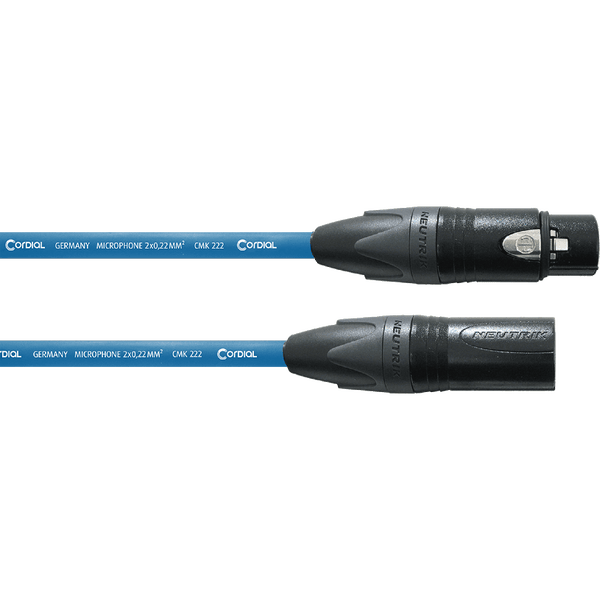 Cordial CPM10FM-BL blauwe stereo kabel XLR (male) / XLR (female) 10 meter