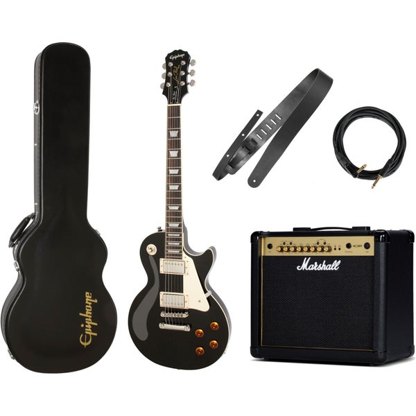 Epiphone Les Paul Standard Ebony + étui, ampli et accessoires