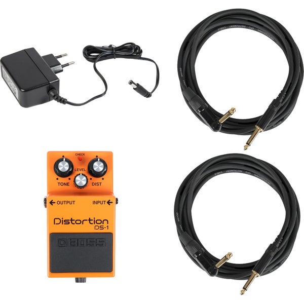 Boss DS-1 avec adaptateur et câbles