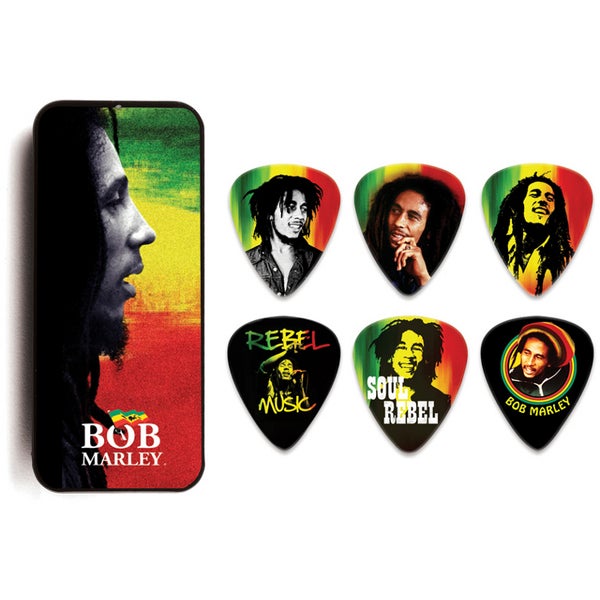 Dunlop BOB-PT01M Bob Marley Rasta Series médiators médium (6 pièces)
