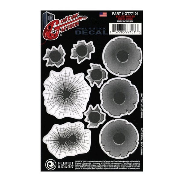 Planet Waves GT77101 autocollant guitare Bullet Holes