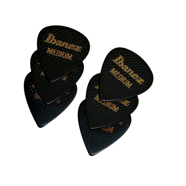 Ibanez BPA16MR-BK lot de 6 médiators Rubber Grip Medium noir
