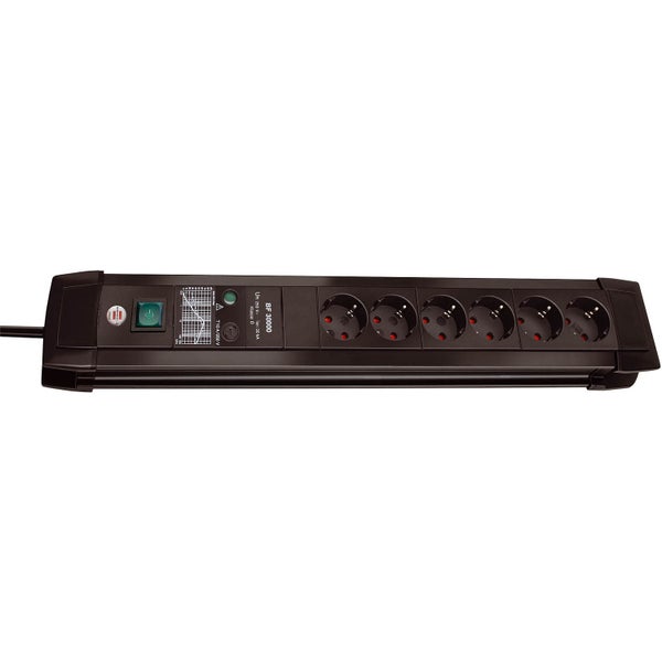 Brennenstuhl protector contra sobrecarga con 6 tomas negro