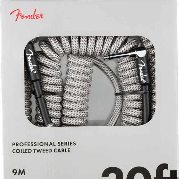 Fender Professional Cables cable en espiral 9 m tweed blanco recto y acodado