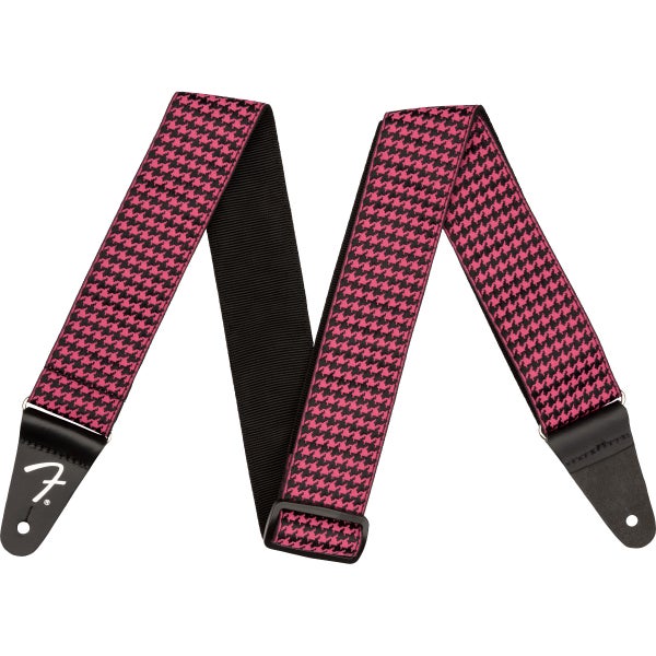 Fender Houndstooth Strap Pink sangle guitare noir-rose