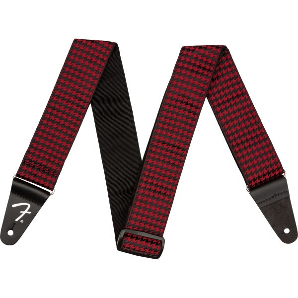 Fender Houndstooth Strap Red gitaarband zwart-rood