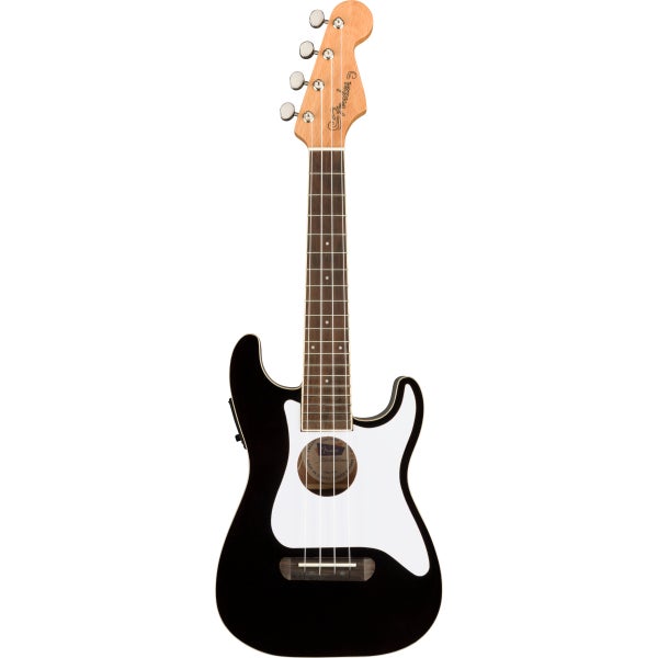 Fender Fullerton Strat Uke Black elektrisch-akoestische concert ukelele