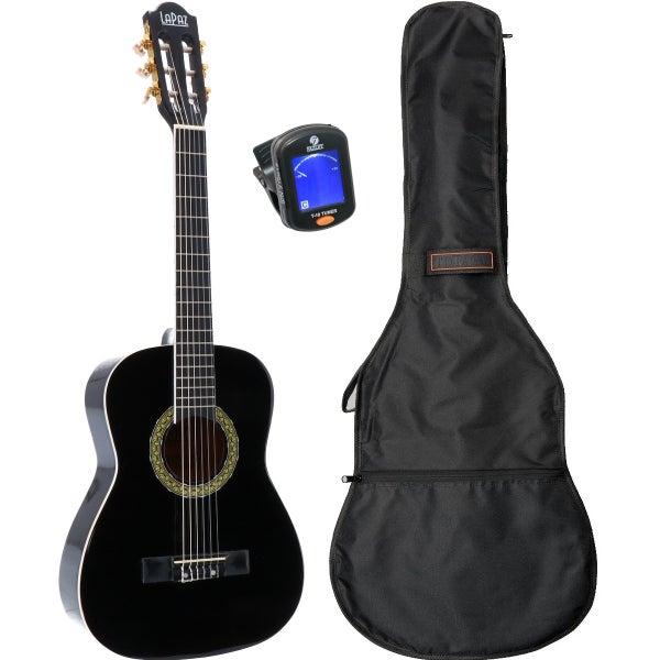 LaPaz 002 BK guitare classique format 1/2 noire + housse + accordeur