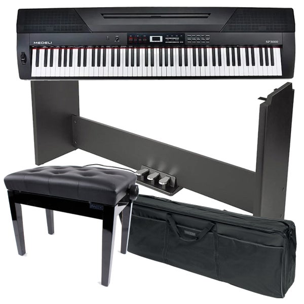 Medeli SP3000 Digital Piano + Base Frame with Pedals, Bench and Bag