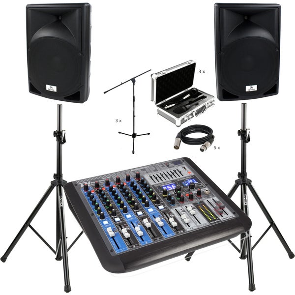 Power Dynamics PDM-S804 pack avec enceintes, micros et pieds