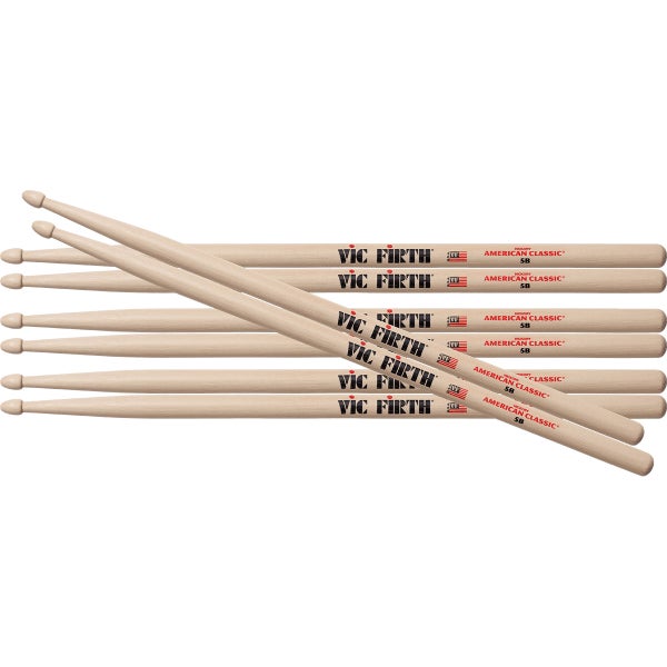 Vic Firth P5B.3-P5B.1 American Classic 5B baguettes avec olive en bois (4 paires)