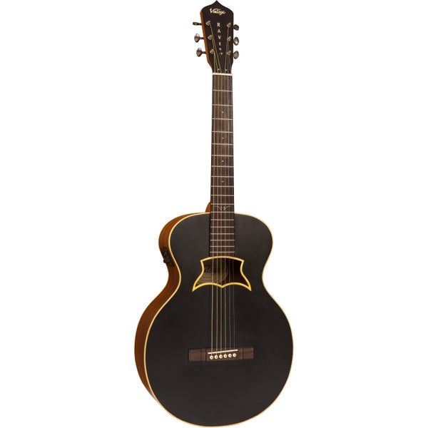 Vintage VRA900EA Raven by Paul Brett Satin Black guitare folk électro-acoustique