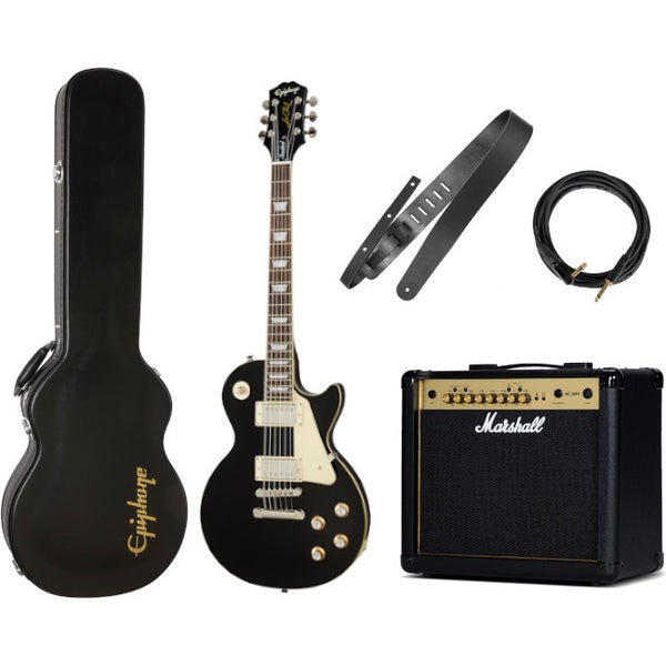 Epiphone Les Paul Standard '60s Ebony guitare électrique + housse + ampli + accessoires