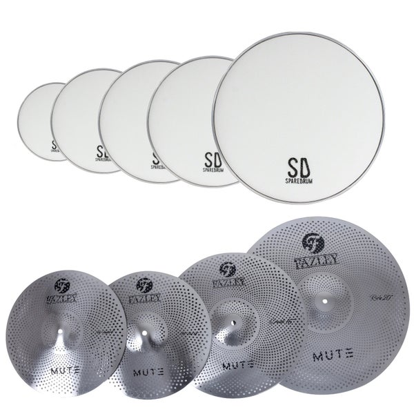 SpareDrum Fusion Set with Fazley Mute Cymbal Pack (Silver)