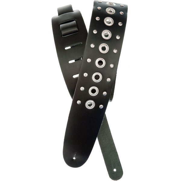 D'Addario 25LGS02 Metal Collection Guitar Strap with Rings and Studs (Black)