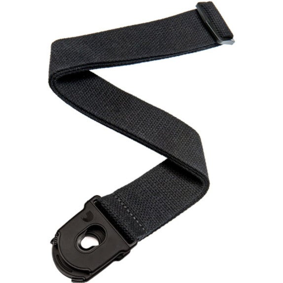 D'Addario 50CTPL00 Cotton Guitar Strap, Planet Lock (Black)