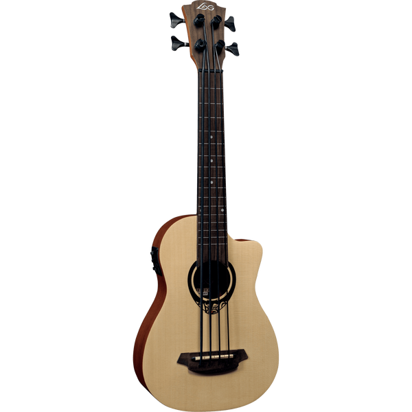 LAG Guitars Travel Tiki 150 TKB150CE Tiki Uku Mini Bass Electro-Acoustic Travel Guitar with Gig Bag