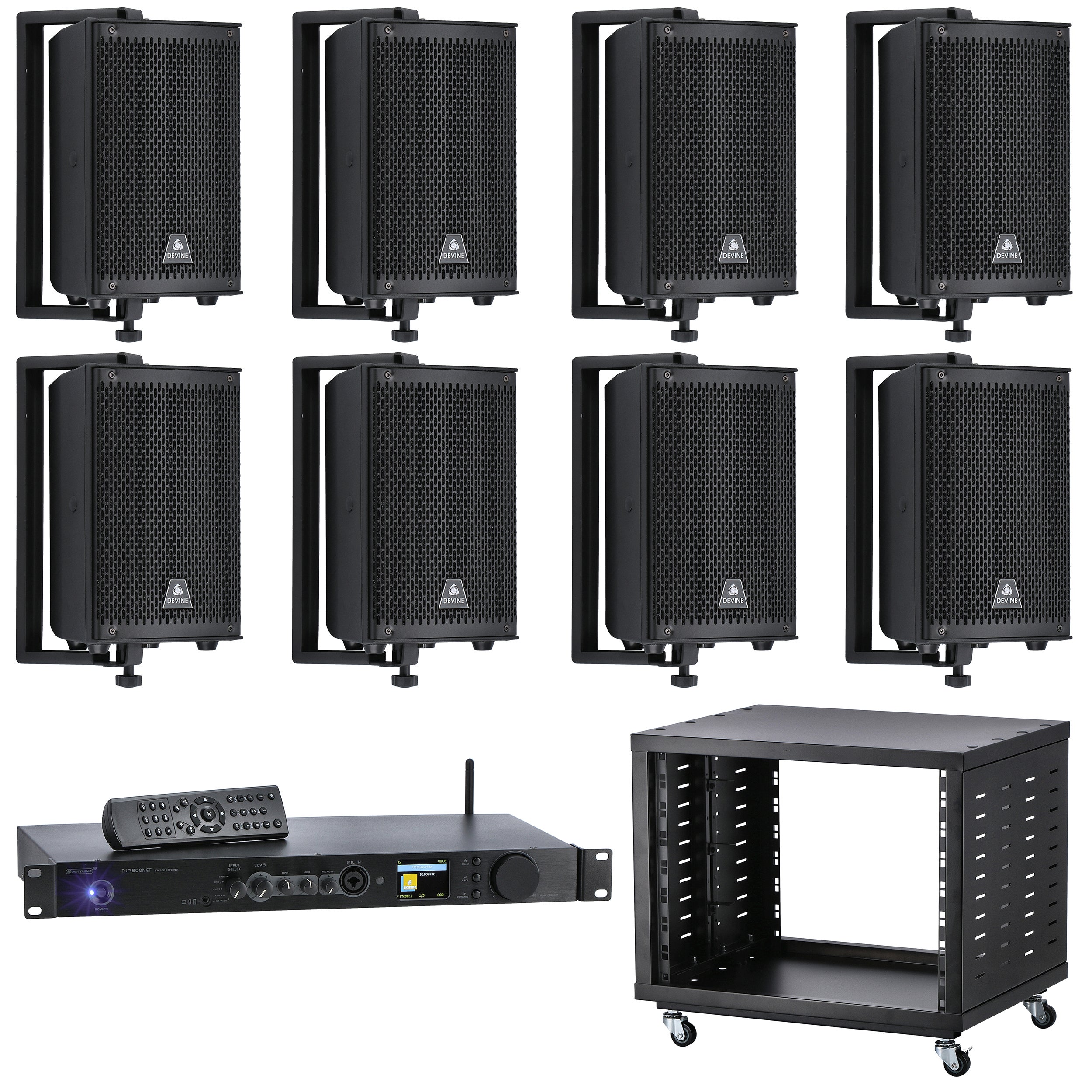 Devine Onyx 6 100V set d'enceintes + ampli + rack 19 pouces | Bax Music