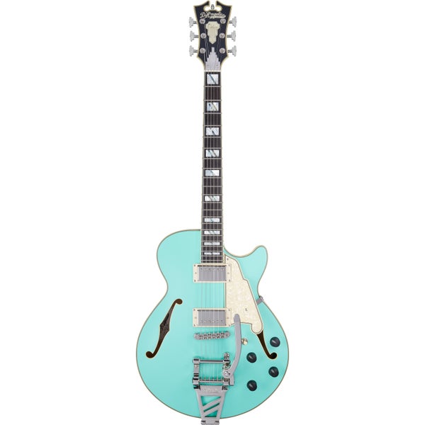 D'Angelico Deluxe SS Matte Surf Green guitare hollow body avec étui édition limitée