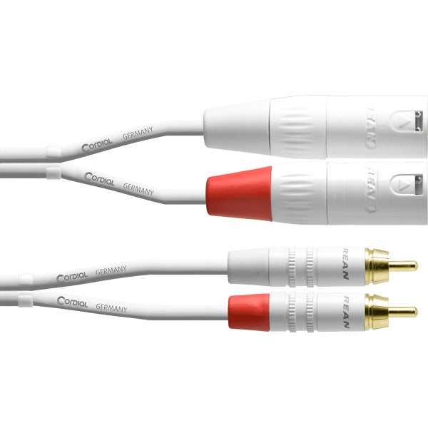 Cordial CFU3MC-SNOW Intro 2x Male XLR to 2x Male RCA Adapter Cable, 3m (White)