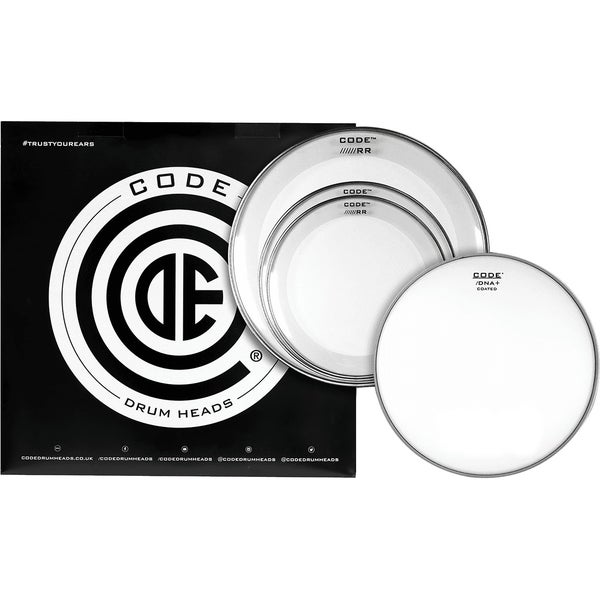 Code Drum Heads TPRRCLRS Reso Ring Standard Pack 12-13-16-inch Resonance Drumheads + 14-inch Coated Snare Drumhead